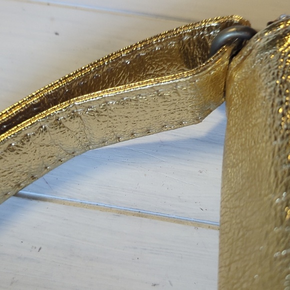 1960s Vintage Retro Gold/Silver Foil Convertible Vinyl Handbag Adjustable Strap - Picture 8 of 15